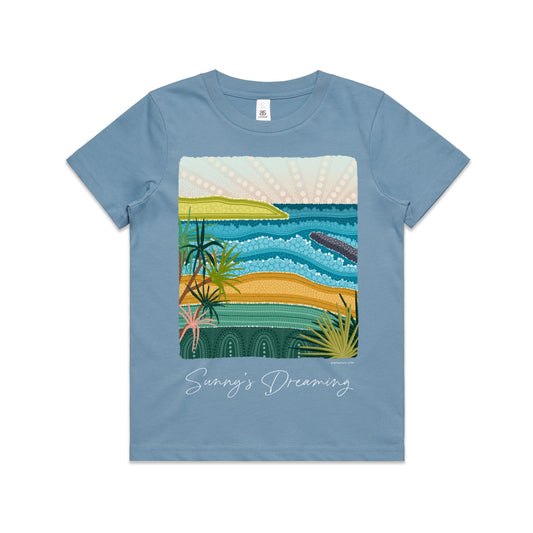 Sunny's Dreaming | Kid's t-shirt with white text