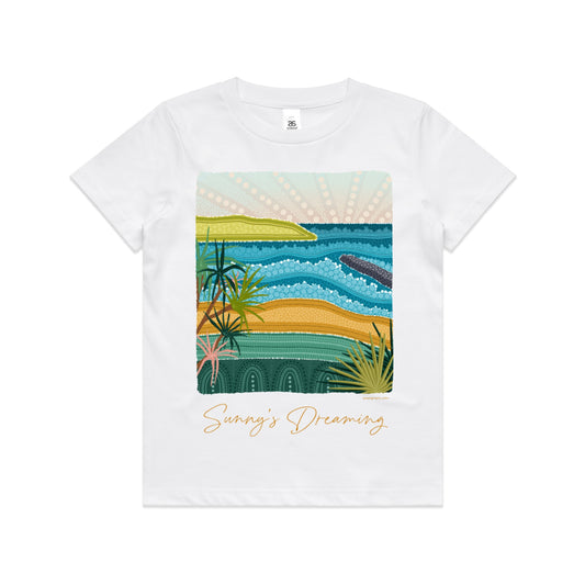 Sunny's Dreaming | Kid's t-shirt with orange text