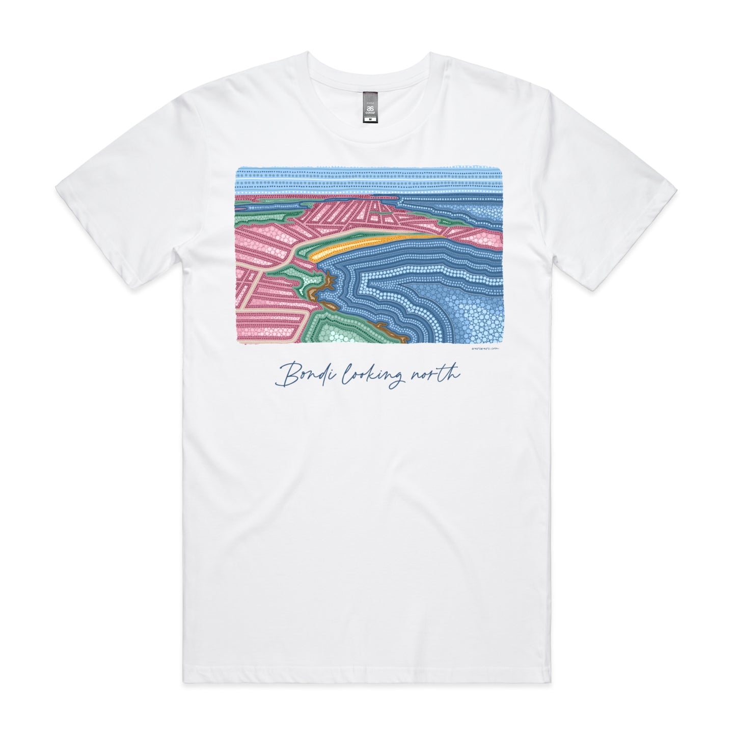 Bondi looking north | Men's t-shirt with navy text