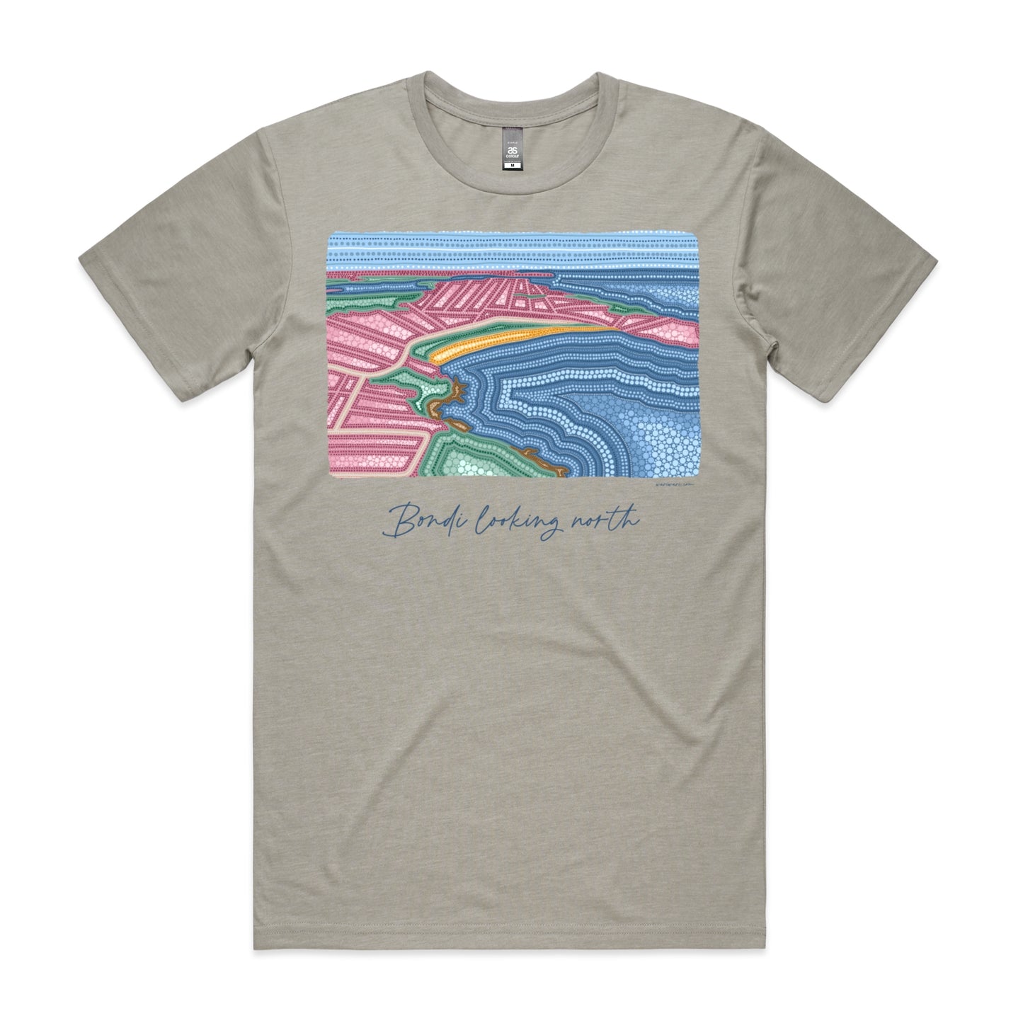 Bondi looking north | Men's t-shirt with navy text