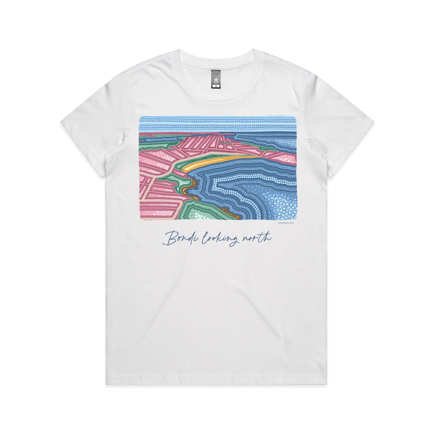 Bondi looking north | Women's t-shirt with navy text