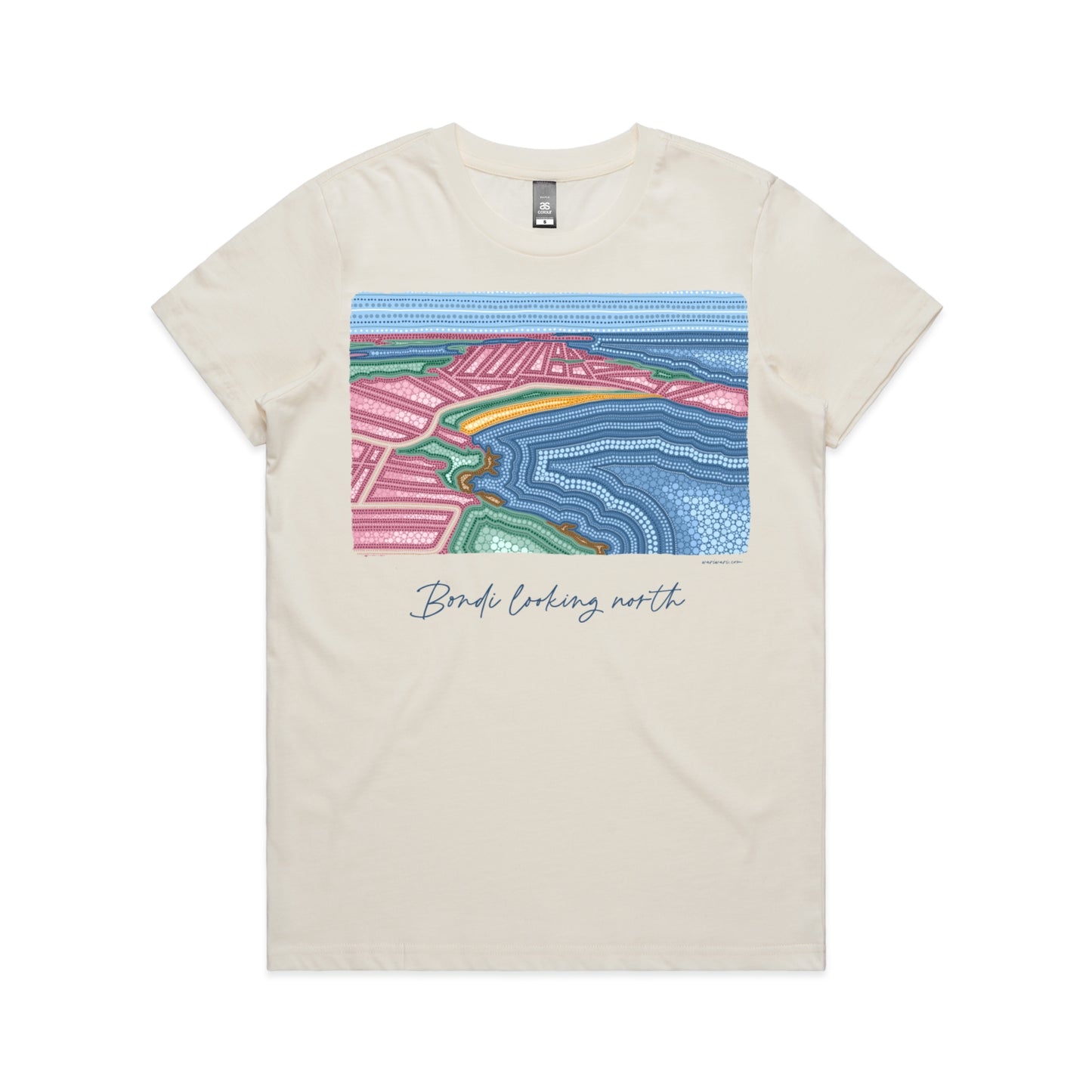 Bondi looking north | Women's t-shirt with navy text