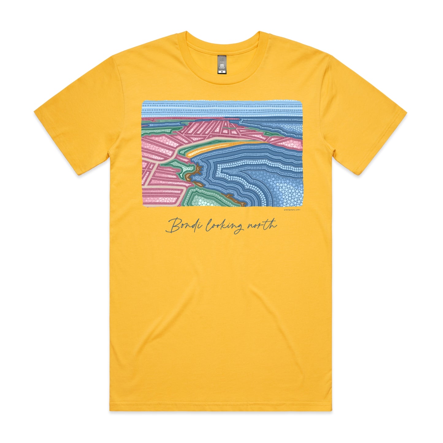 Bondi looking north | Men's t-shirt with navy text