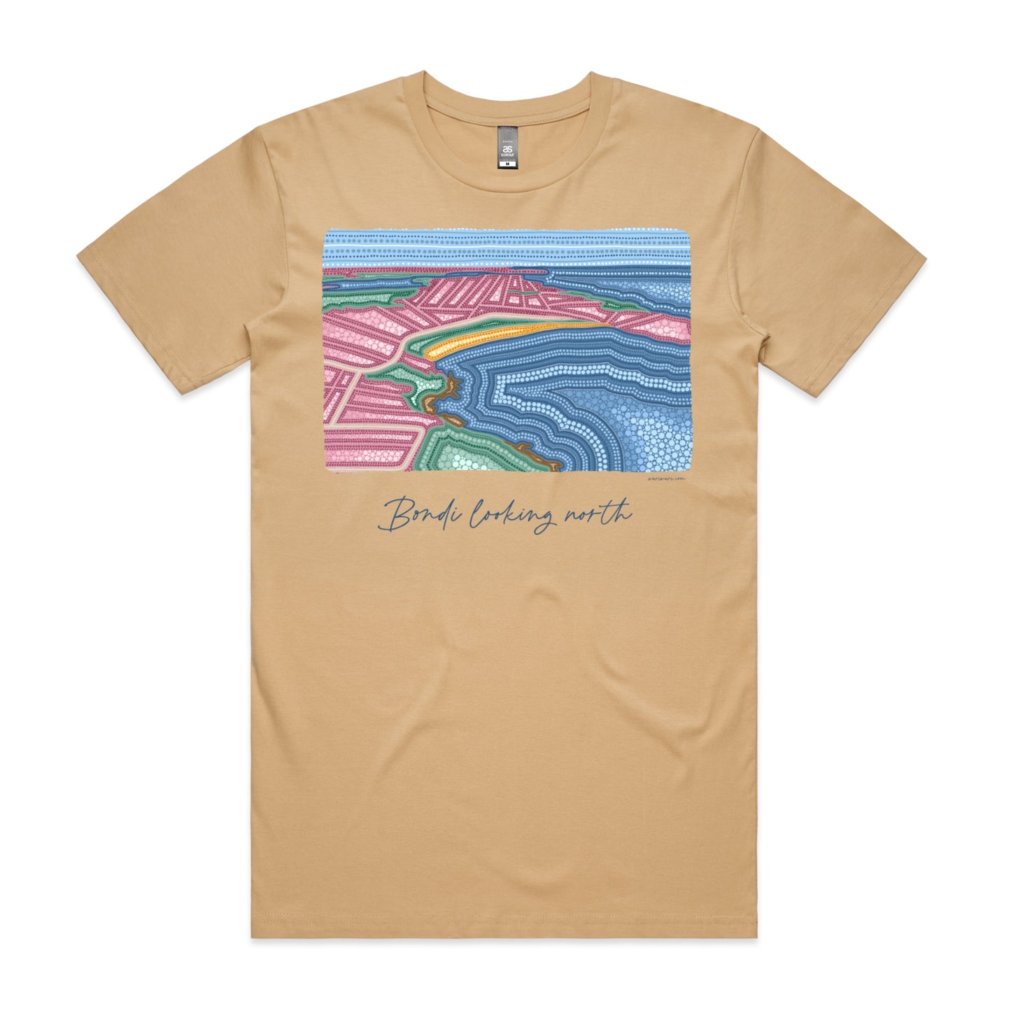 Bondi looking north | Men's t-shirt with navy text