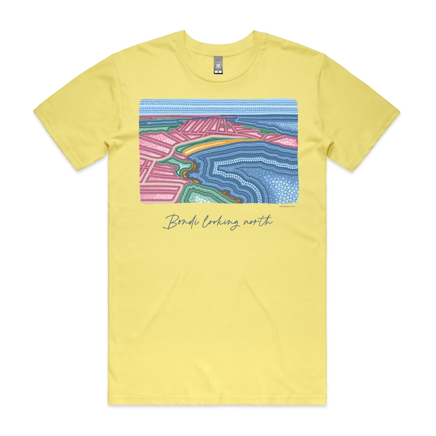 Bondi looking north | Men's t-shirt with navy text