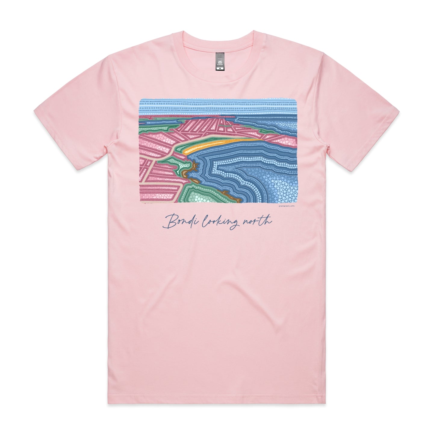 Bondi looking north | Men's t-shirt with navy text