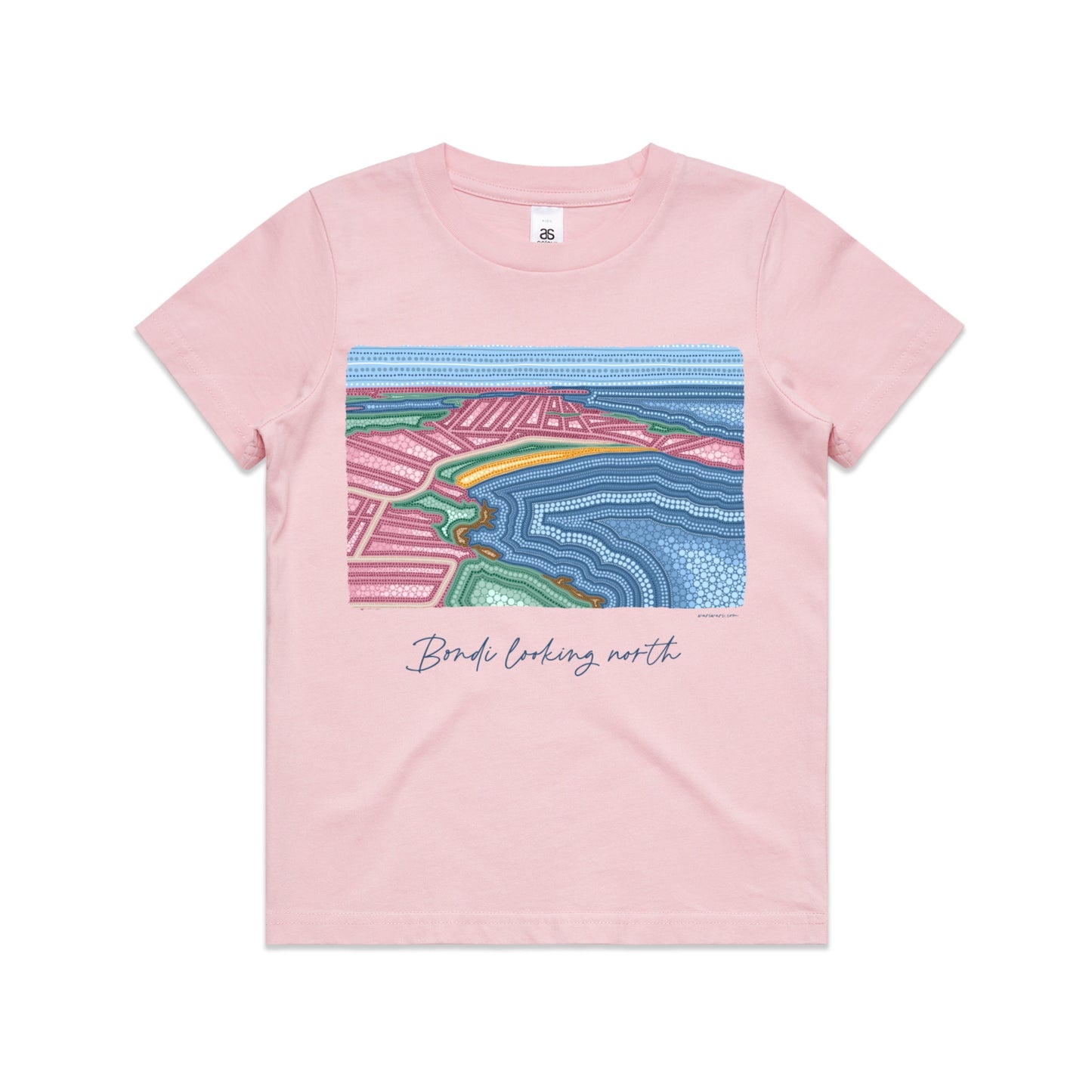 Bondi looking north | Kid's t-shirt with navy text