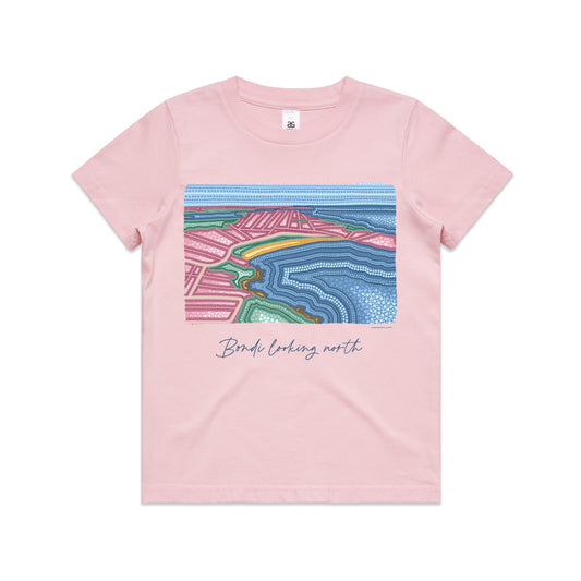 Bondi looking north | Kid's t-shirt with navy text