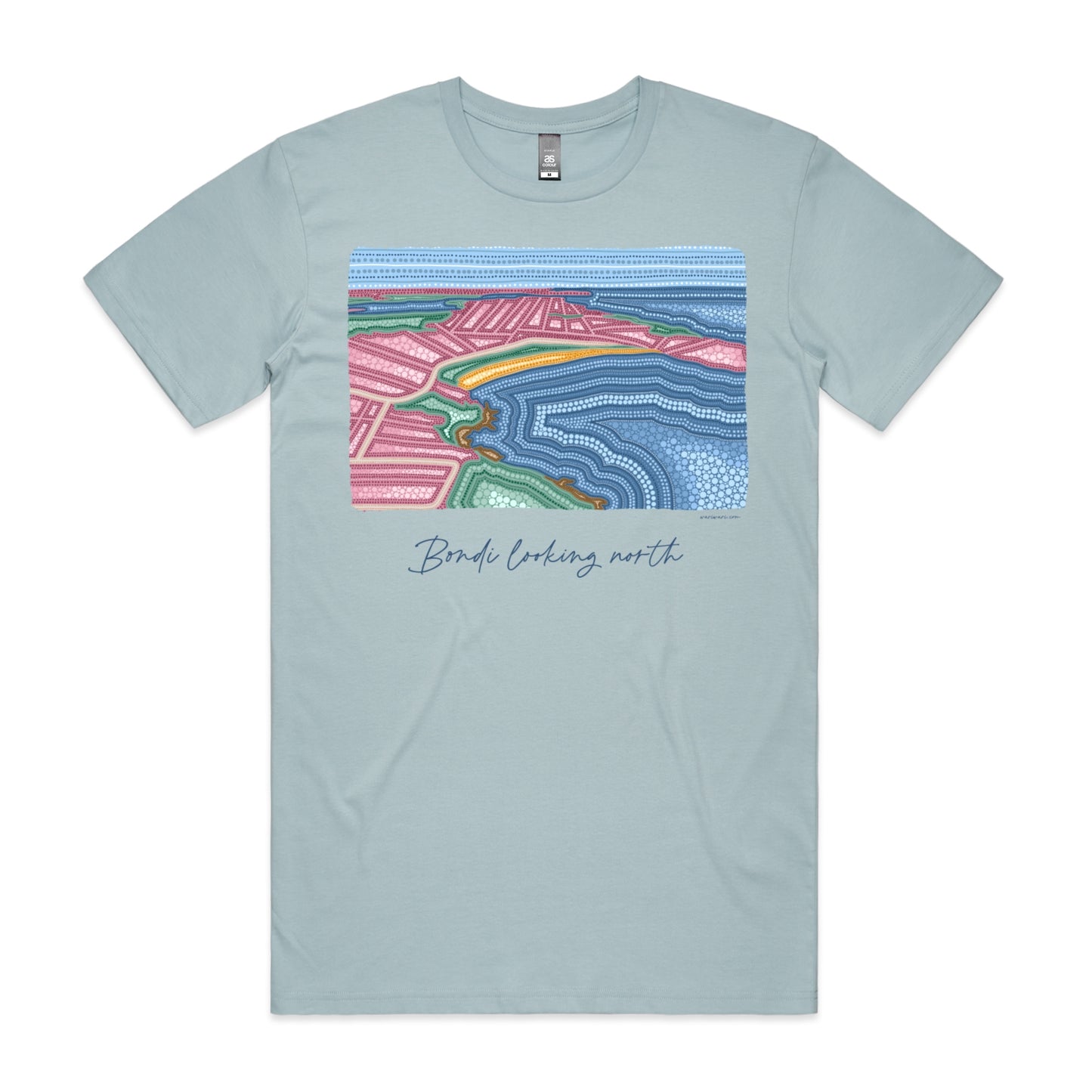 Bondi looking north | Men's t-shirt with navy text