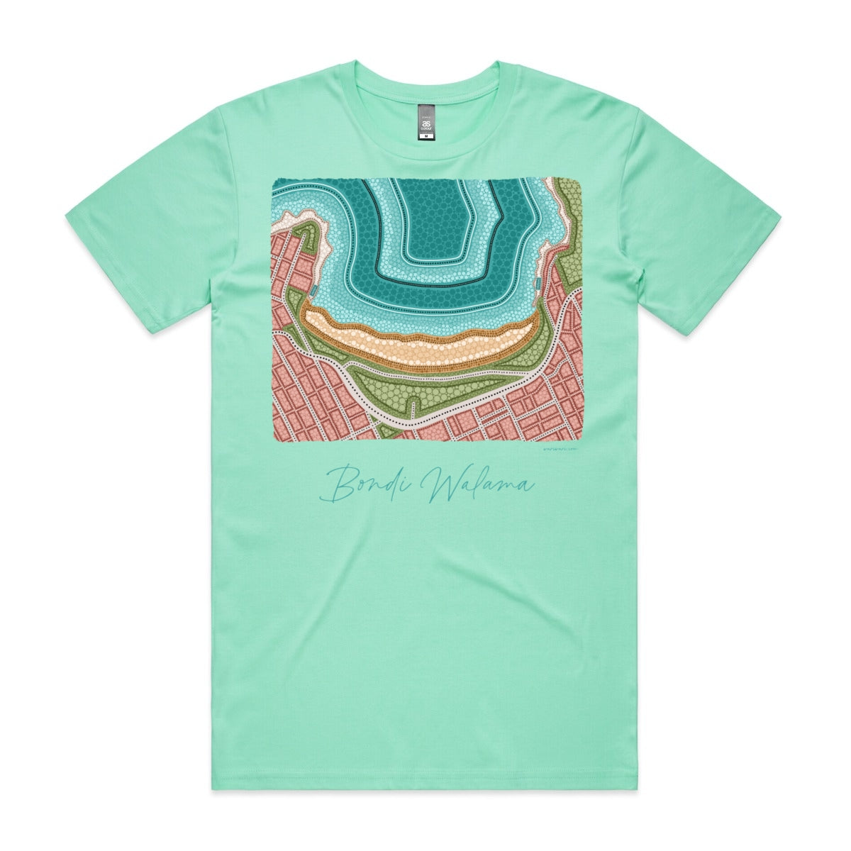 Bondi Walama | Men's t-shirt with teal text