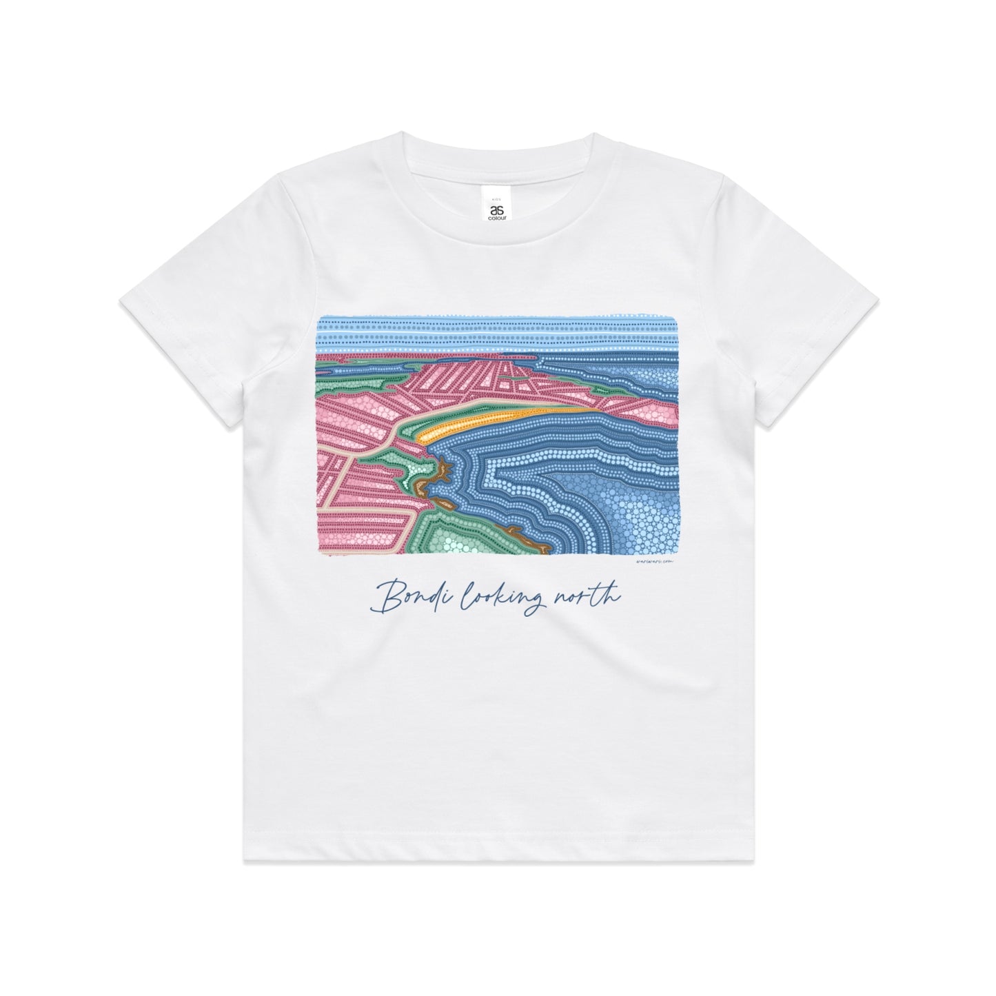 Bondi looking north | Kid's t-shirt with navy text